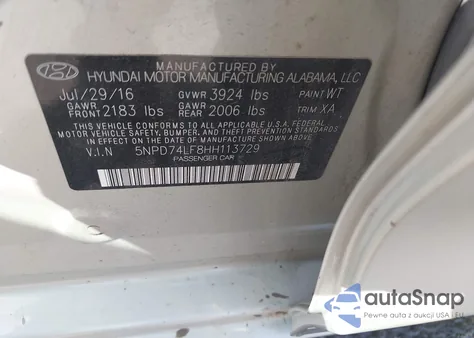 2017 Hyundai Elantra Se from USA, damaged, VIN 5NPD74LF8HH113729